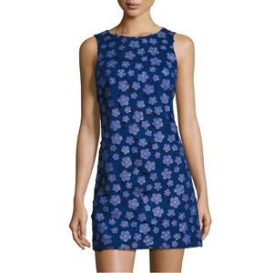 Alice + Olivia Clyde A-Line Mini Dress Floral Appliqué